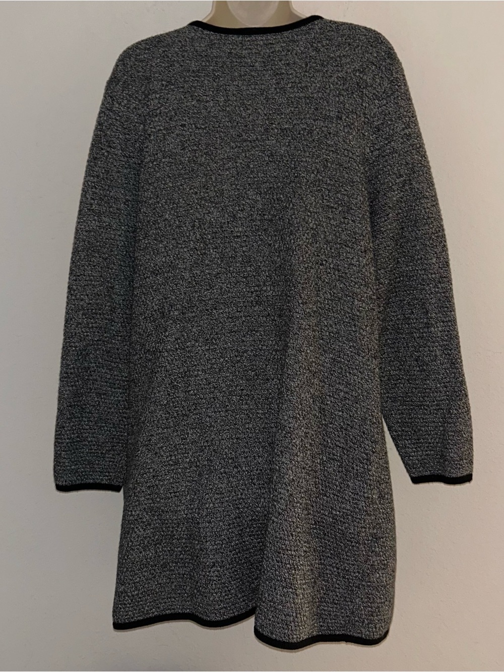 Talbots Gray Open-Front Cardigan with Black Trim - Picture 4 of 6